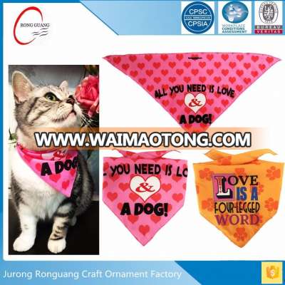 2017 Wholesale Fashion Personalized Promotional Customized Logo Printed Cat Animal Triangular Pet Dog Bandana